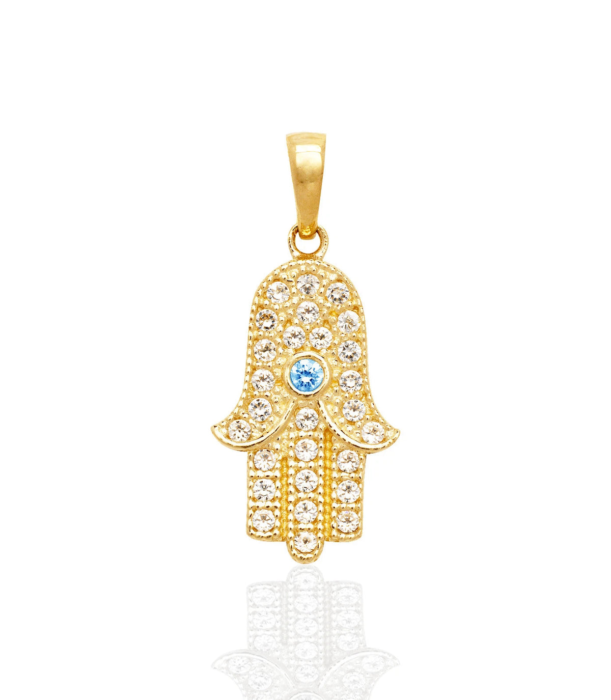 14k Yellow or White Gold Cz Hamsa Pendant