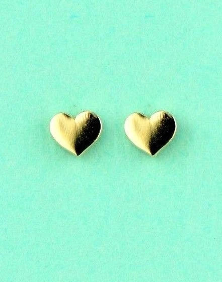 14K Solid White Yellow Gold Metal Heart Shape Stud Earrings