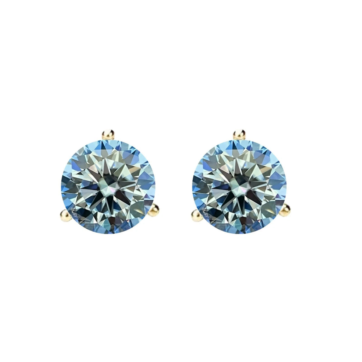 14KGold GRA CertifiedD-VVS1 Ocean Blue Moissanite Martini PushBack Stud Earrings