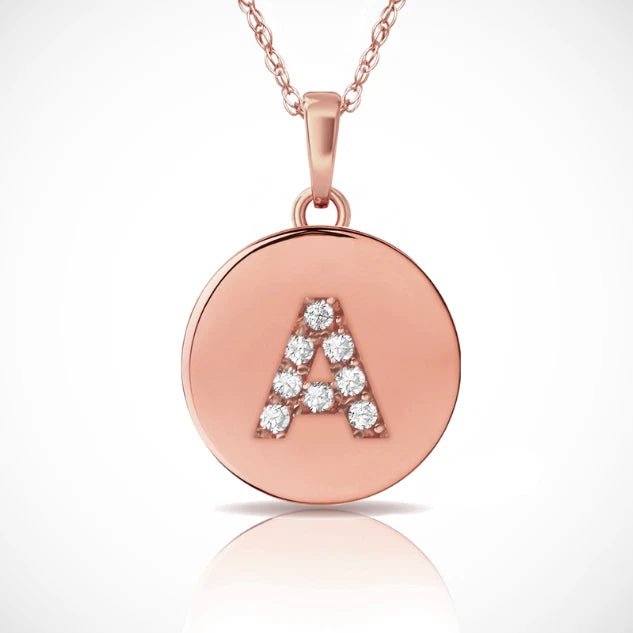 14k Yellow / White & Rose Gold Letter Initial CZ Pendant For Women