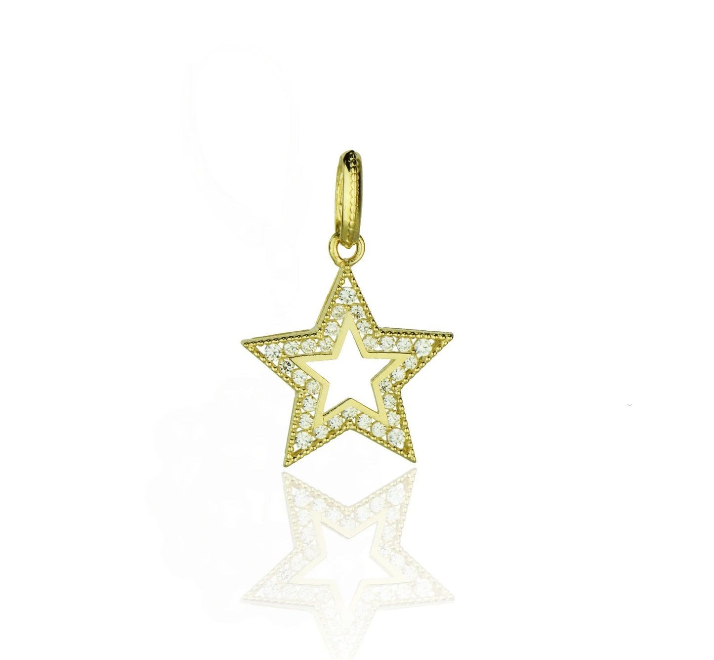 14k Yellow and White Gold CZ Star Pendants