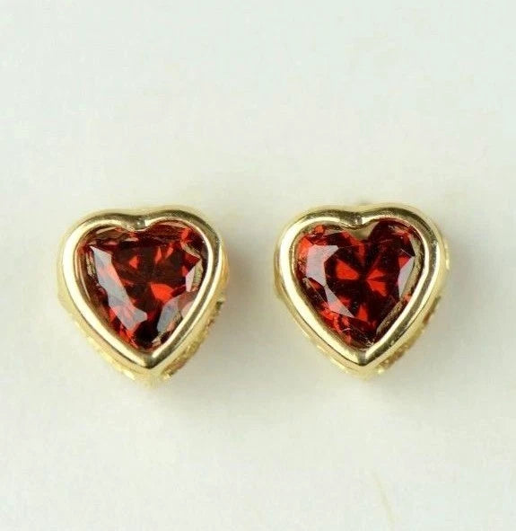 14K Yellow Gold Heart Shaped 3mm x 3mm Stud Earrings for Women