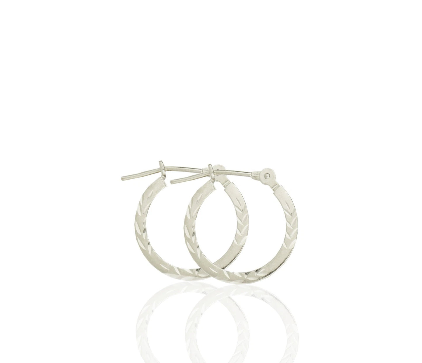 14k Yellow or White Gold Diamond Cut Square Hoop Earrings