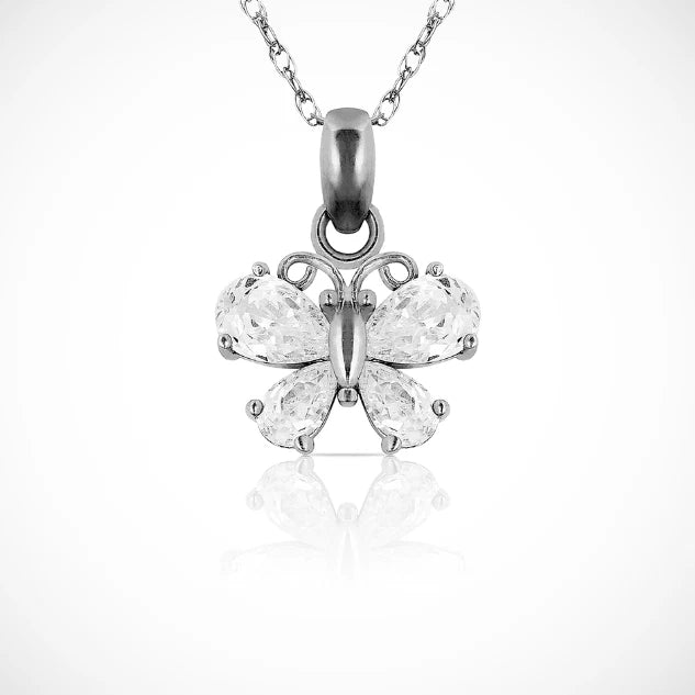 14K Yellow & White Gold Uniquec Butterfly Pendant For Women