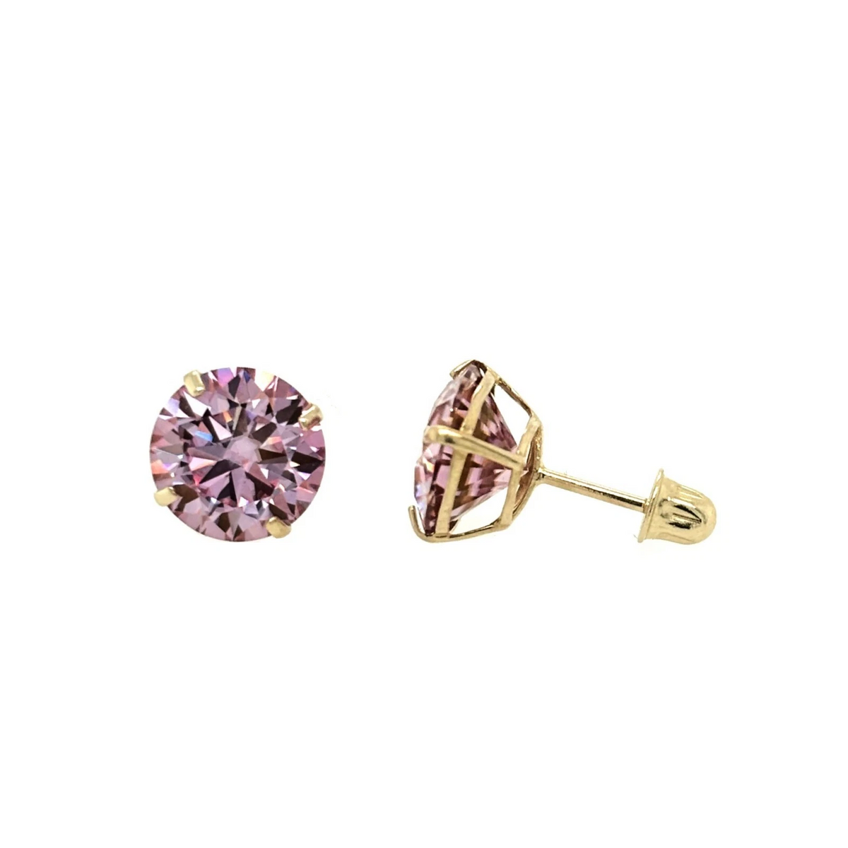 Gold 14K GRA Certified D-VVS1 Round Moissanite Screw Back Studs Earrings