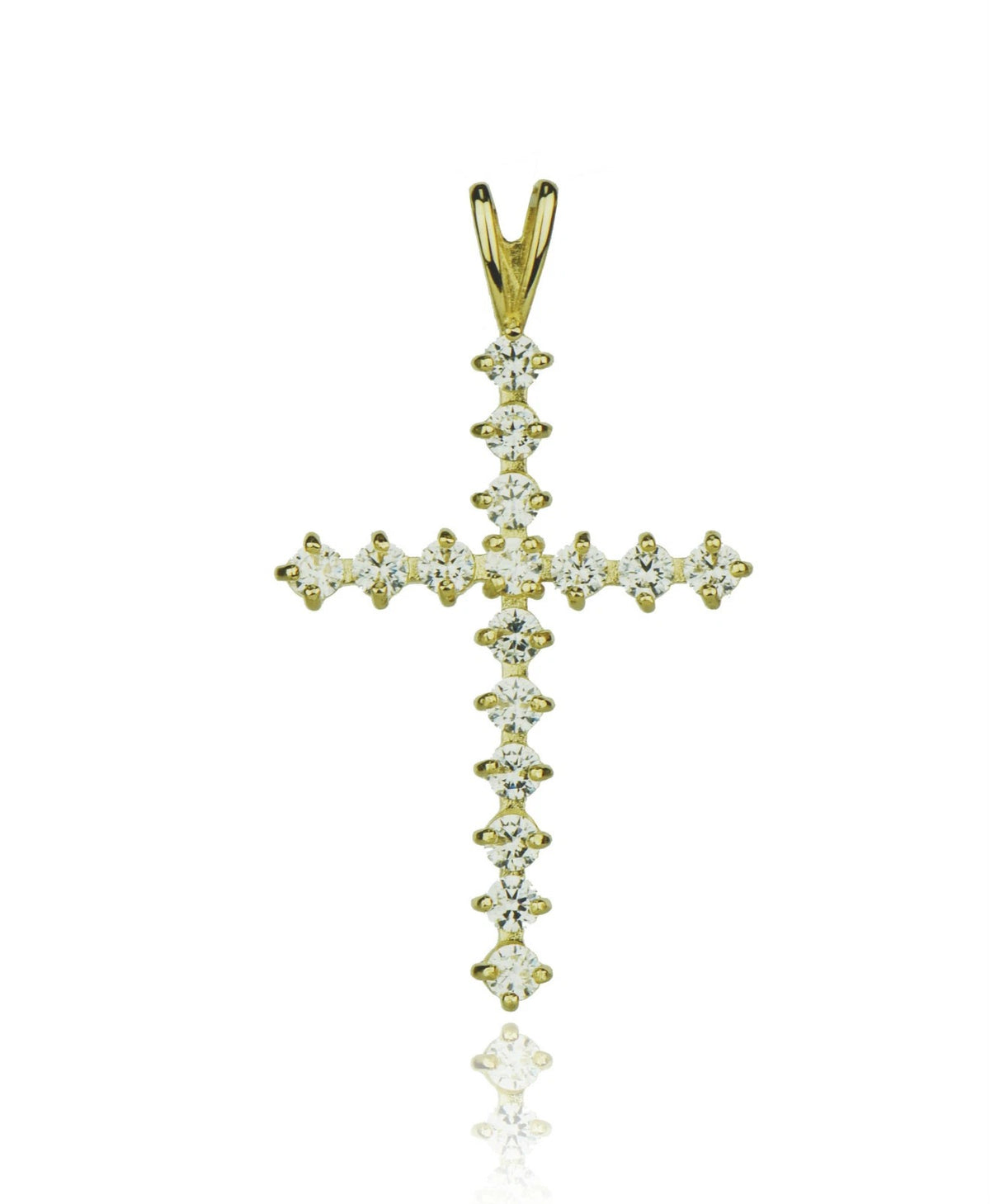 14k White or Yellow Gold Cz Cross Pendant