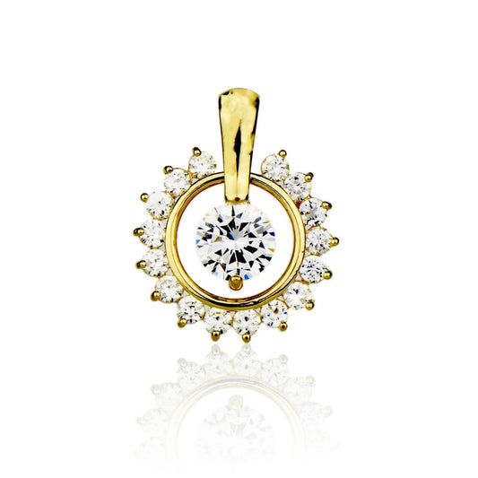 14k Yellow or White Gold Cz Round Pendant