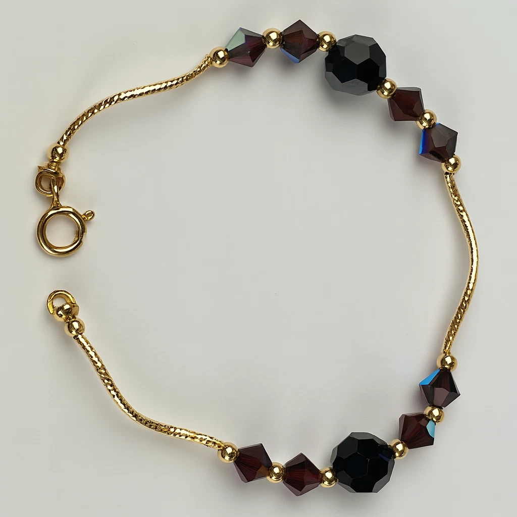 14K Yellow Gold Crystals Elegant Bracelet Kids Baby Girls & Boy