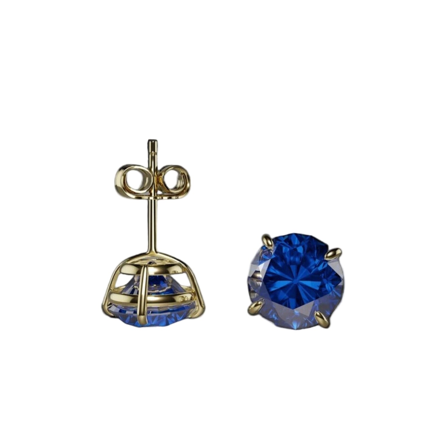 14K Yellow Gold Beautiful 5mm Round Birthstone Stud Push Back Earrings for Women