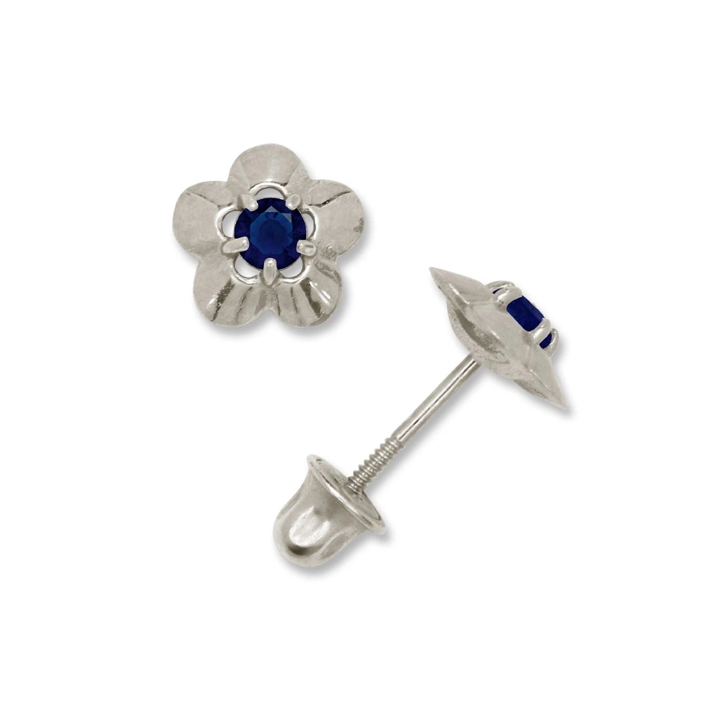 14K Yellow & White Gold Elegant CZ Flower Stud Earrings for Girls