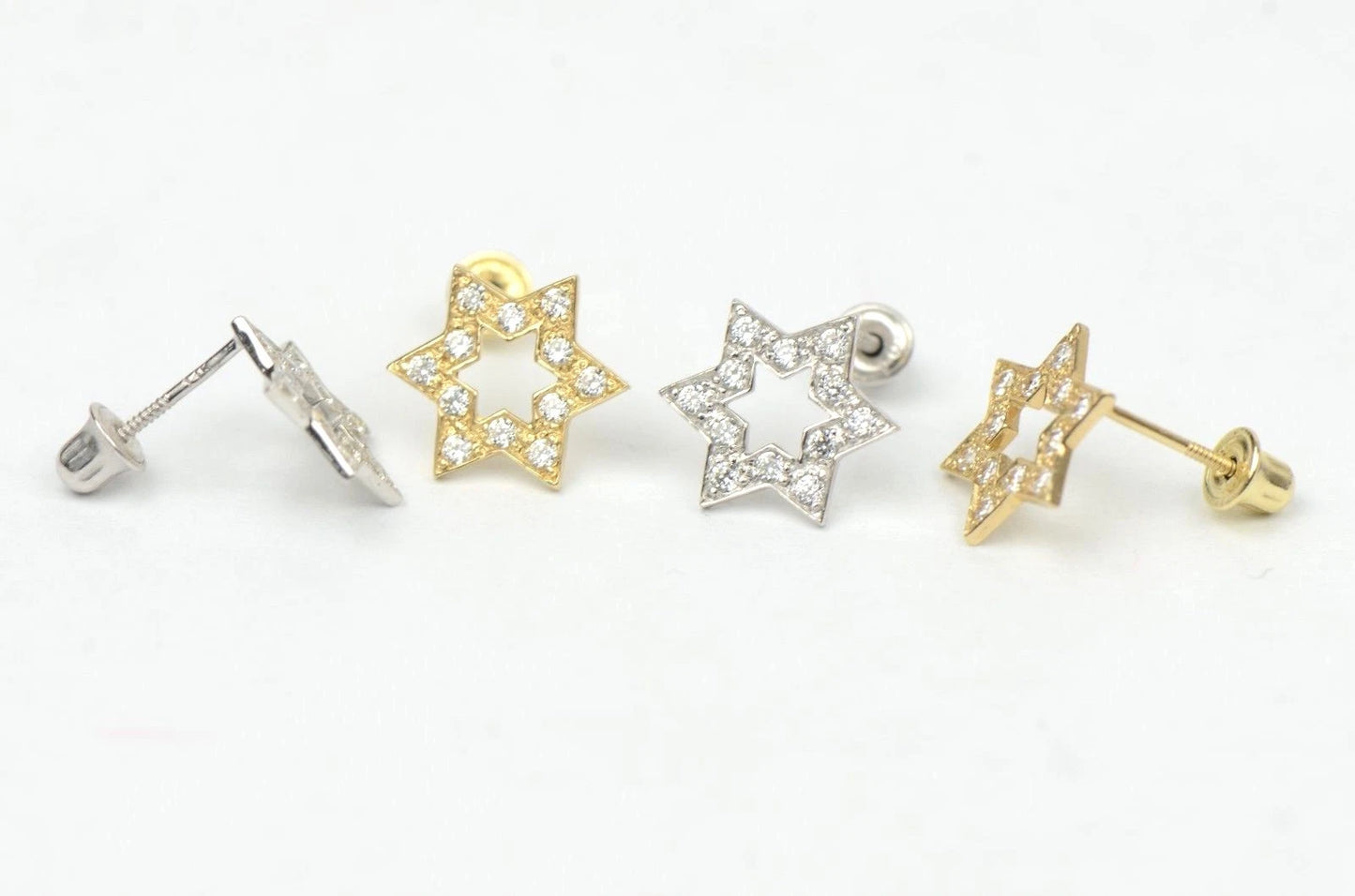 14k Yellow Gold Star of David Stud Earrings