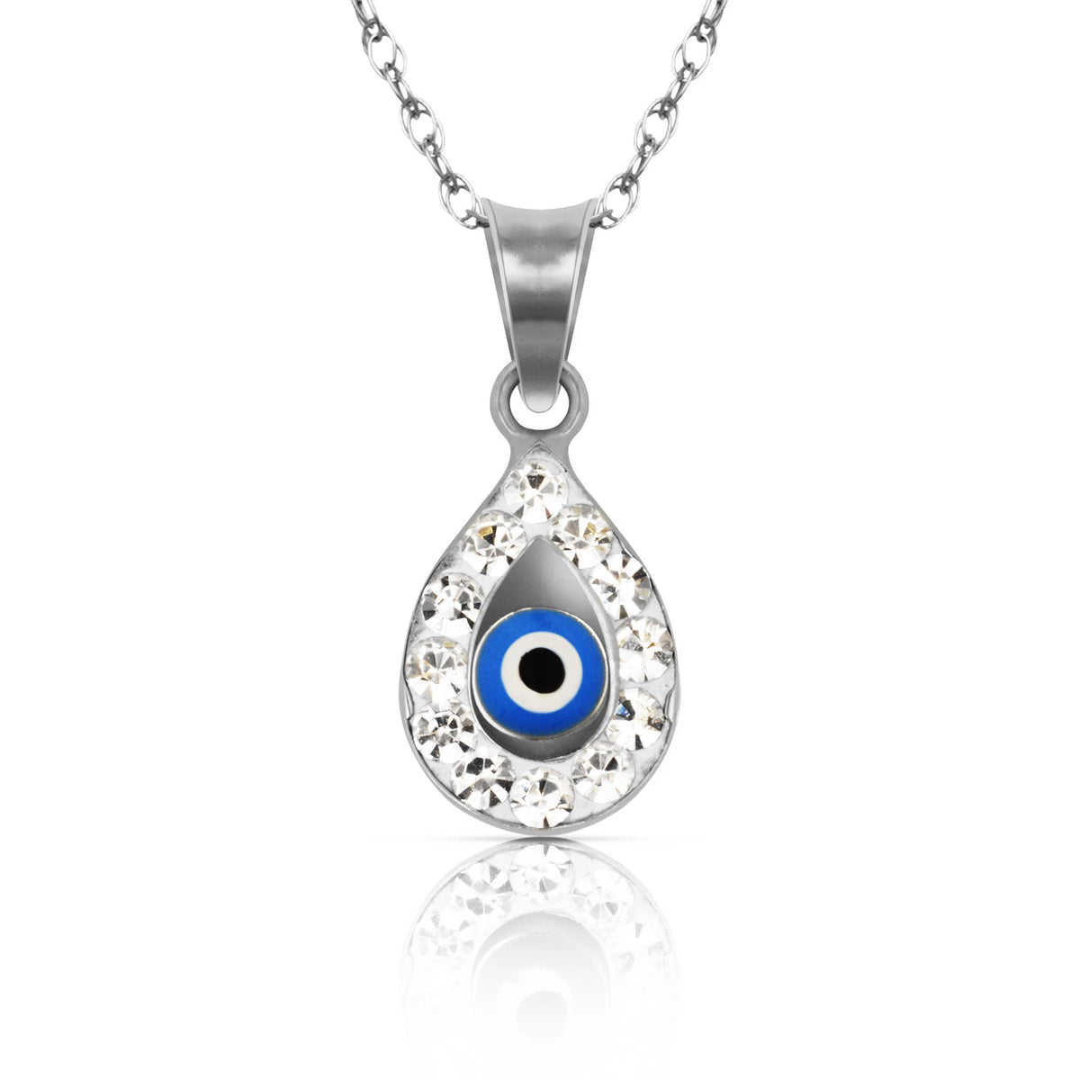 14k Yellow or White Gold CZ Pear Shape Evil Eye Pendants