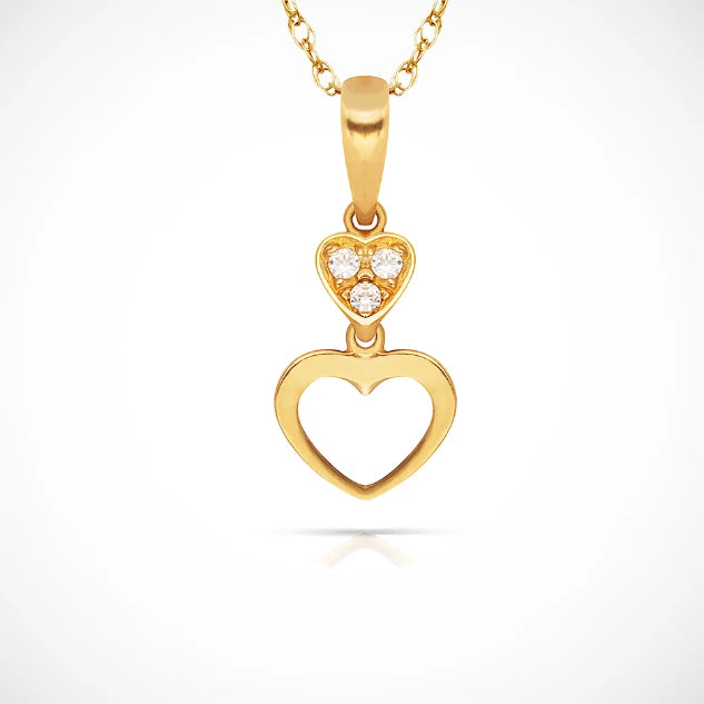 14K Yellow & White Gold Madi K CZ Hearts Dangle Pendant For Women