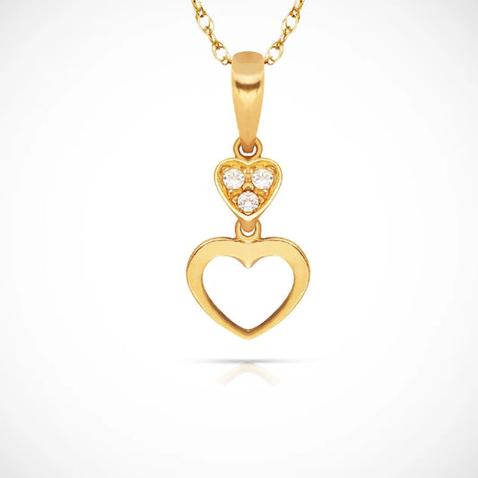 14K Yellow & White Gold Madi K CZ Hearts Dangle Pendant For Women