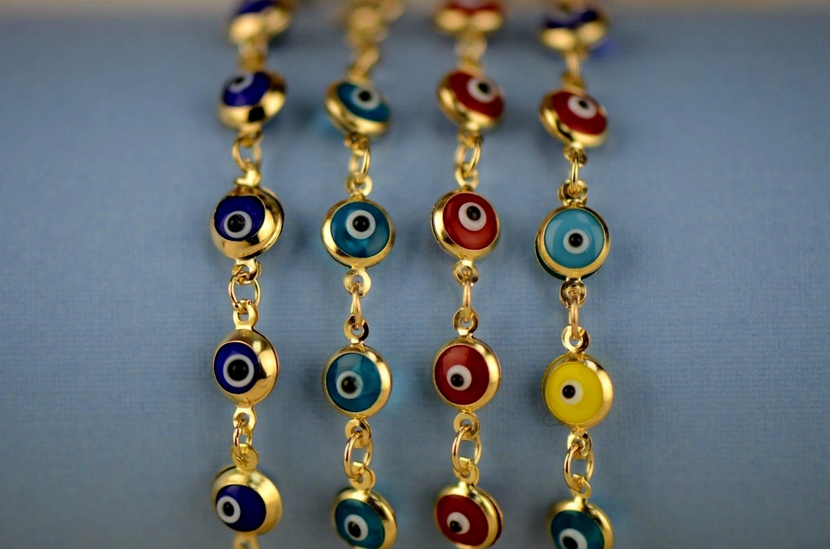 14k Gold Yellow Evil Eye Bracelet