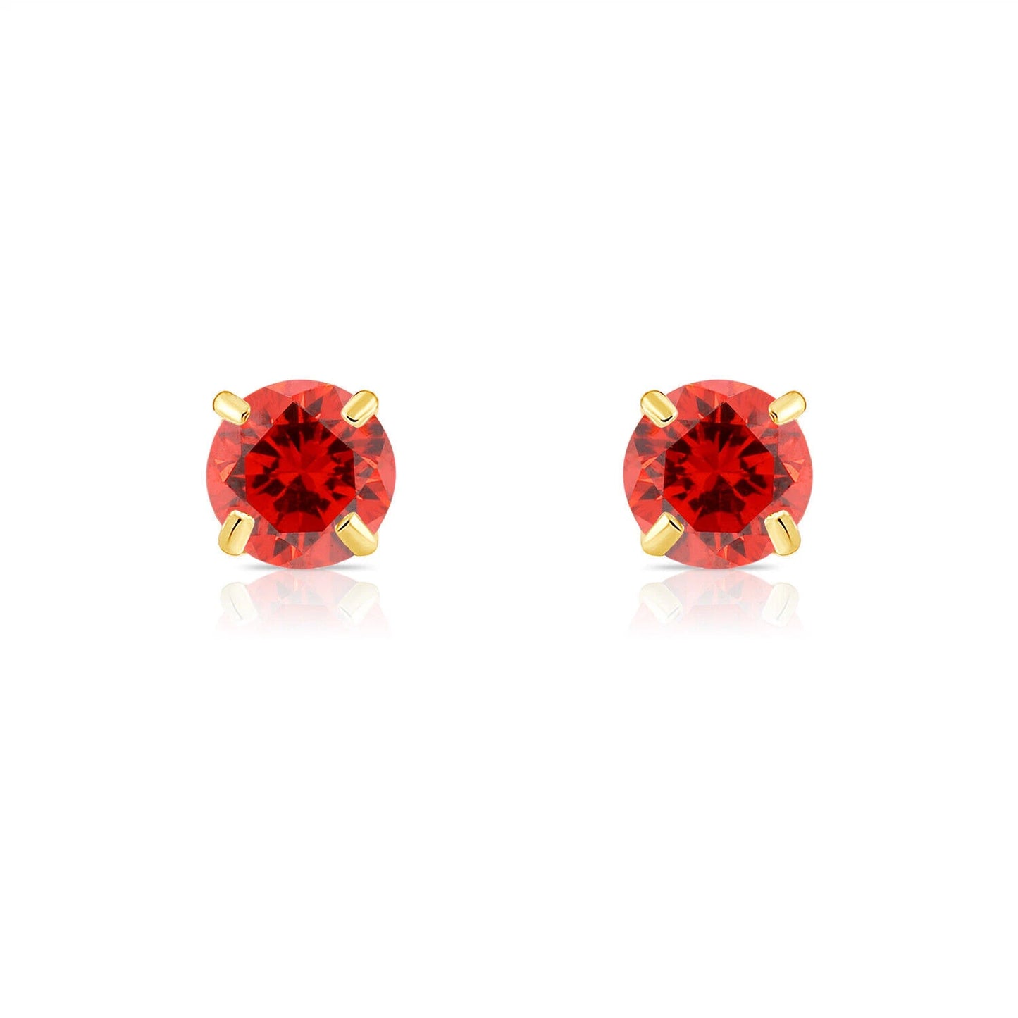 14K Yellow Gold 4mm Round Shaped Birthstone Stud Push Back Earrings for Women
