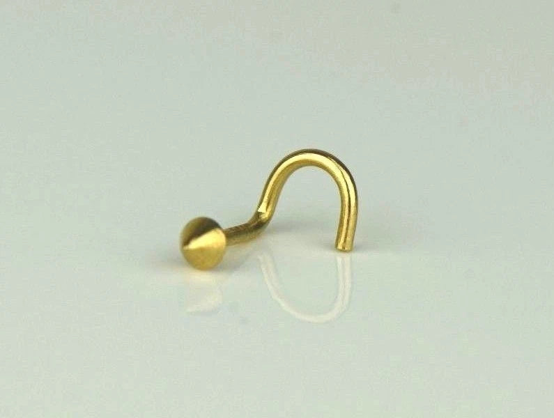 14k Yellow or White Gold Cone Nose Piercing Stud