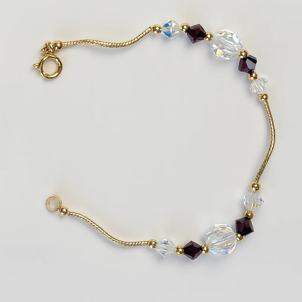 14K Yellow Gold Crystals Elegant Bracelet Kids Baby Girls & Boy