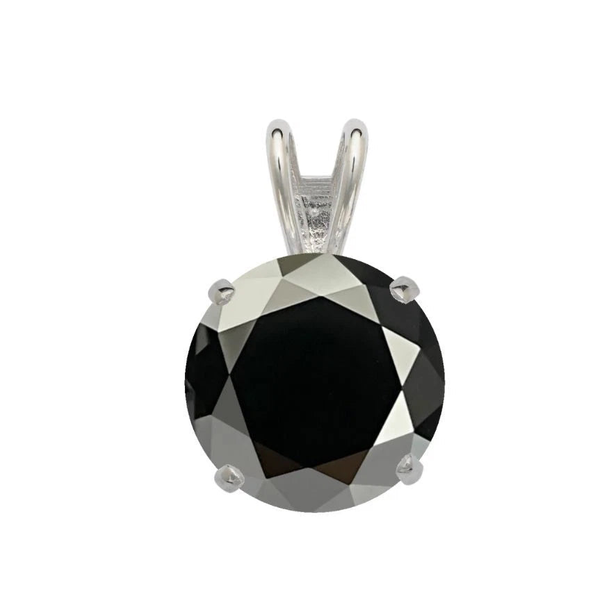 14K Gold GRA Certified D-VVS1 Round Black Moissanite Pendant