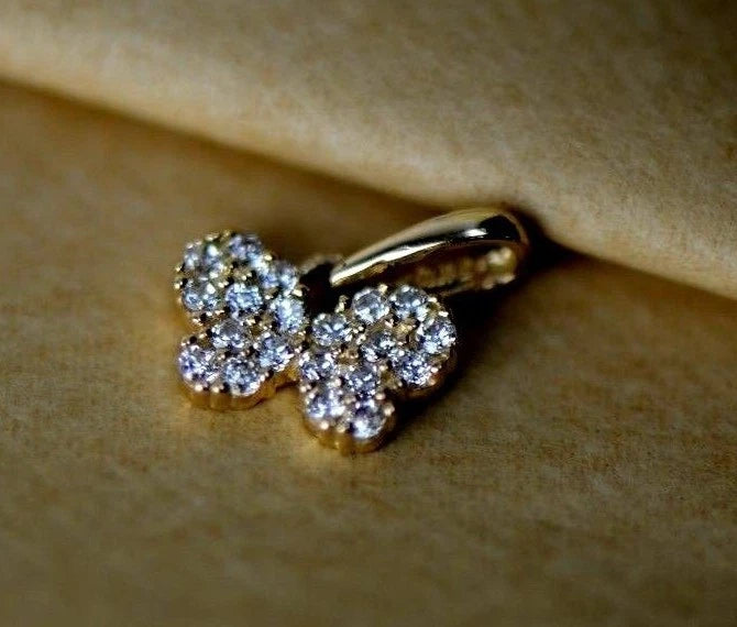 14K Yellow or White Gold Butterfly CZ Pendant