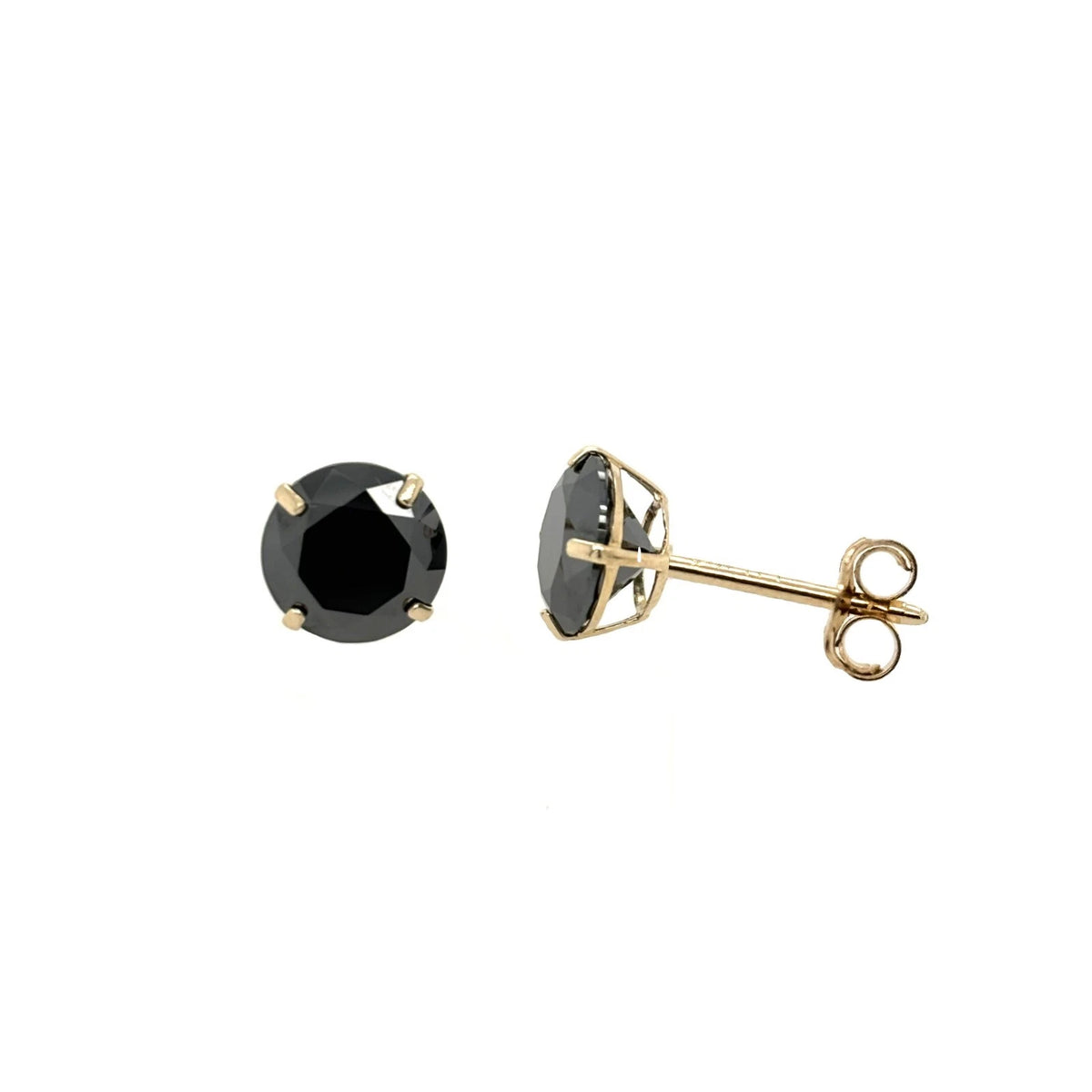 14K Gold GRA Certified D-VVS1 Lab-Created Black Moissanite Push Back Studs Earrings