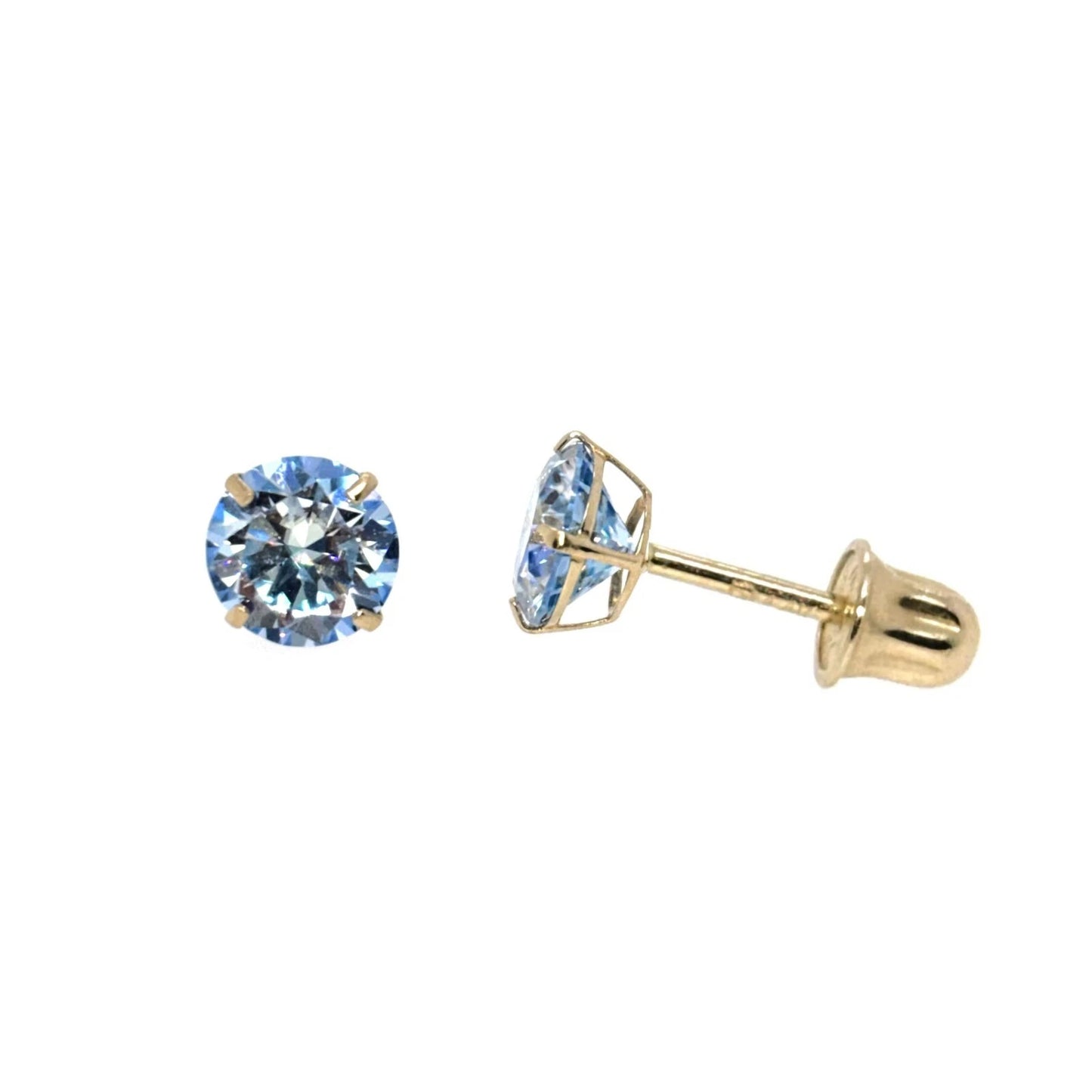 14K Gold GRA Certified D-VVS1 Ocean Moissanite Screw Back Studs Earrings