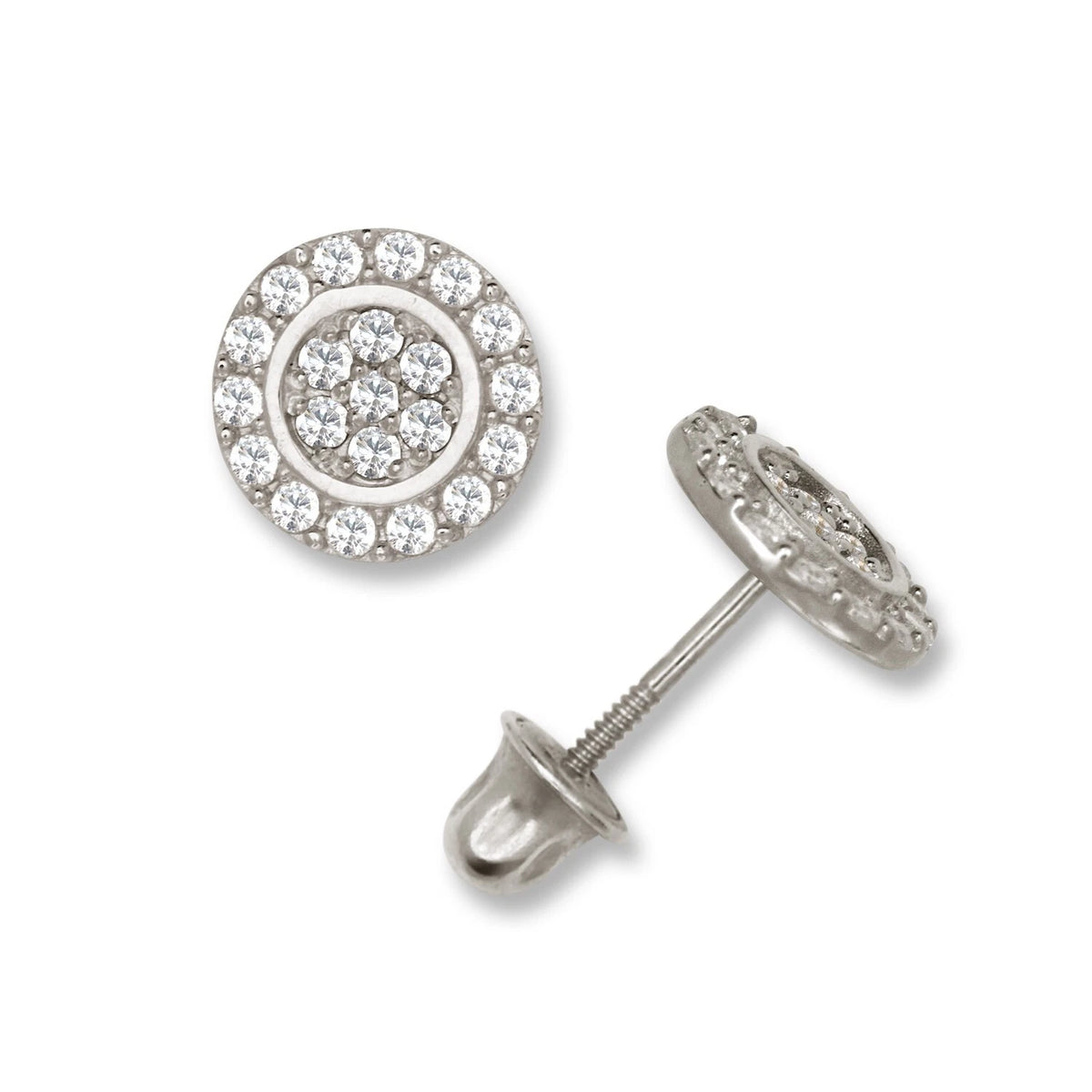 14K Yellow & White Gold Round Shaped Beutiful Screw Back Stud Earrings for Women