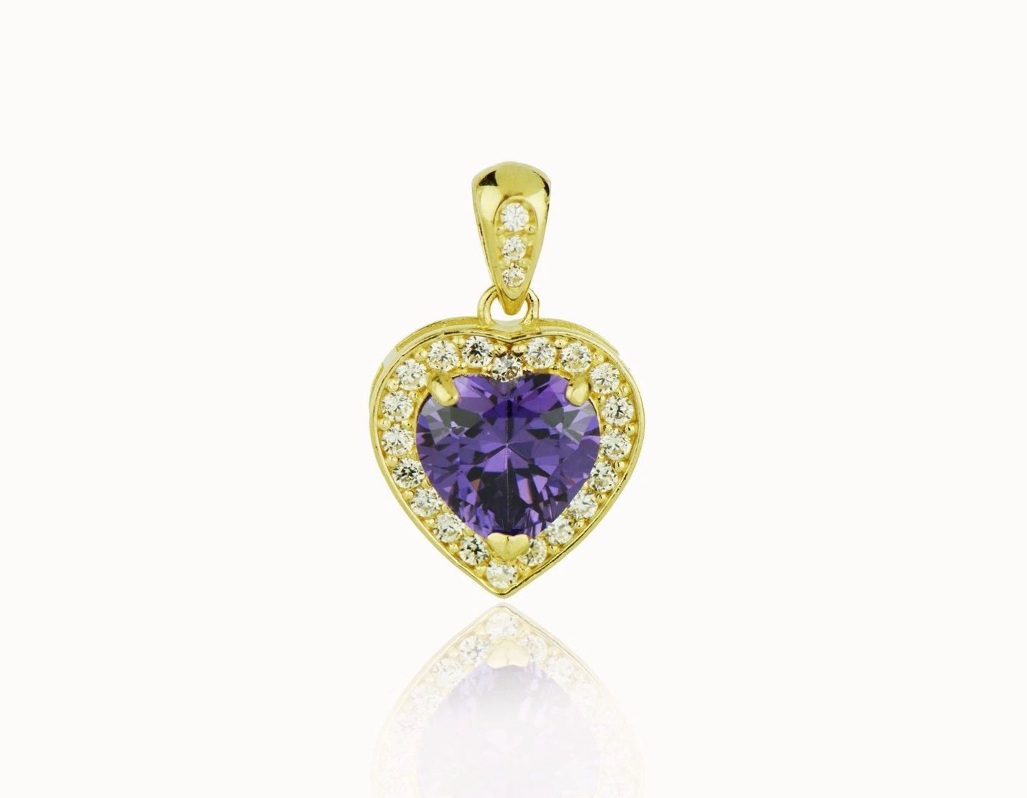 14k Yellow Gold CZ Halo Heart Pendant