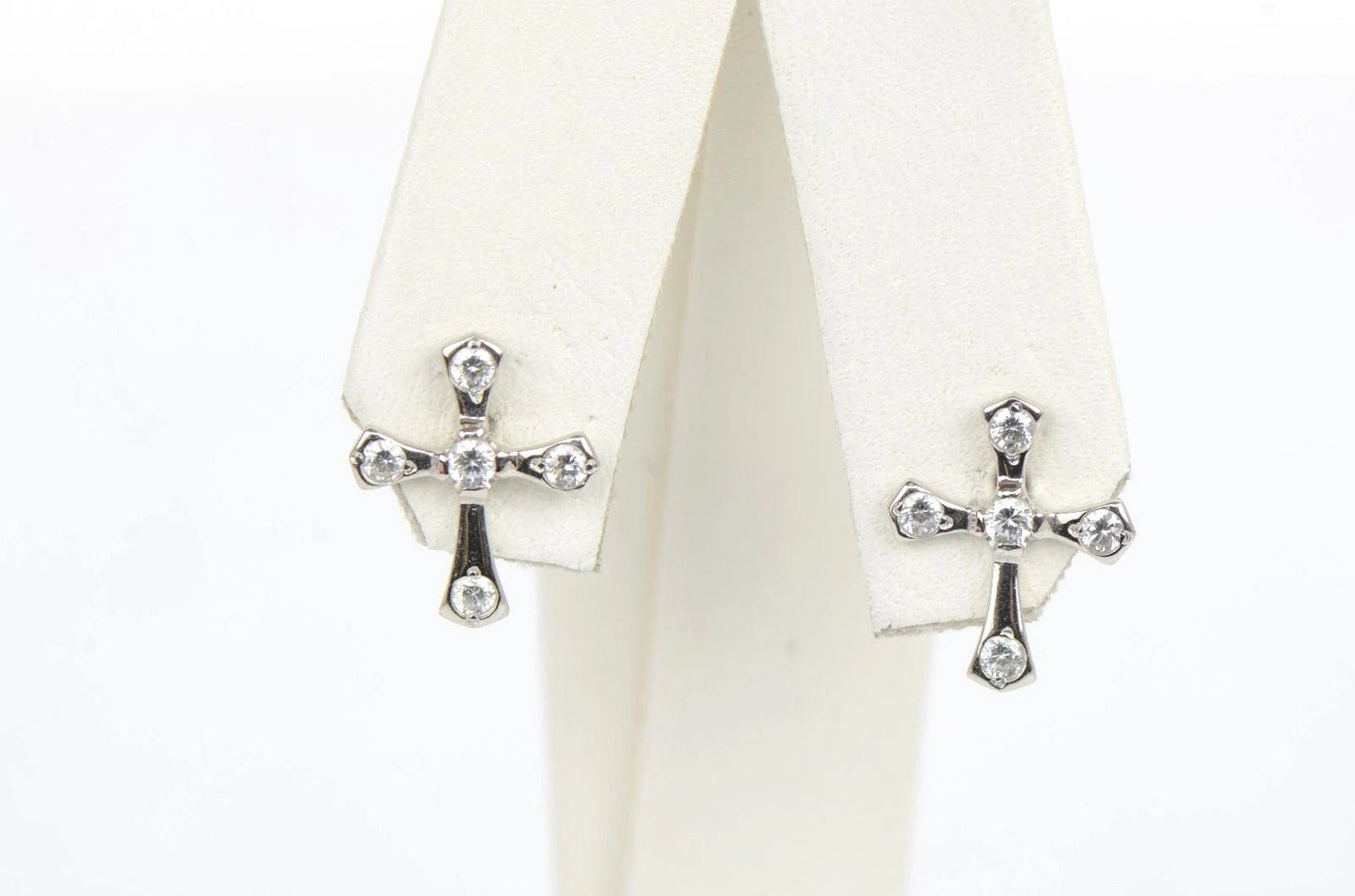 14K Yellow or White Gold Cubic Zirconia Cross Graceful Earrings