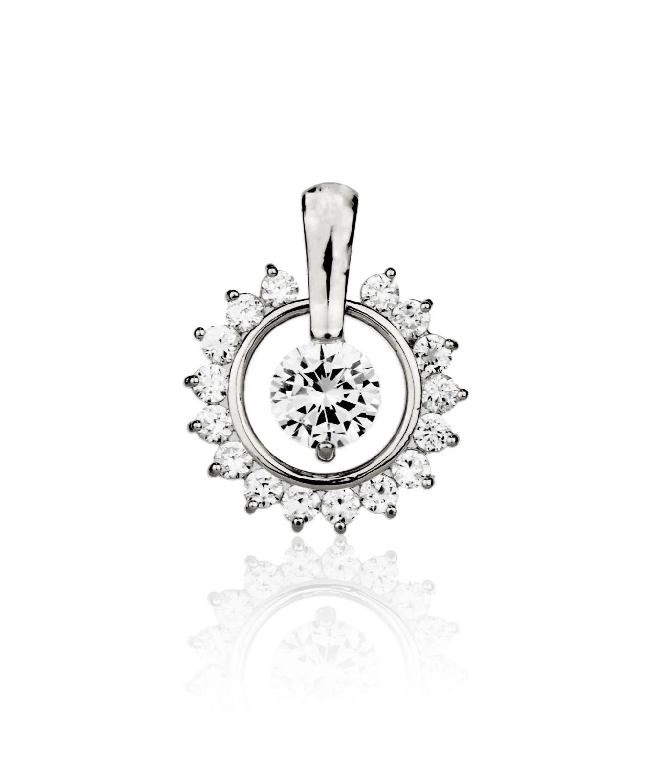 14k Yellow or White Gold Cz Round Pendant