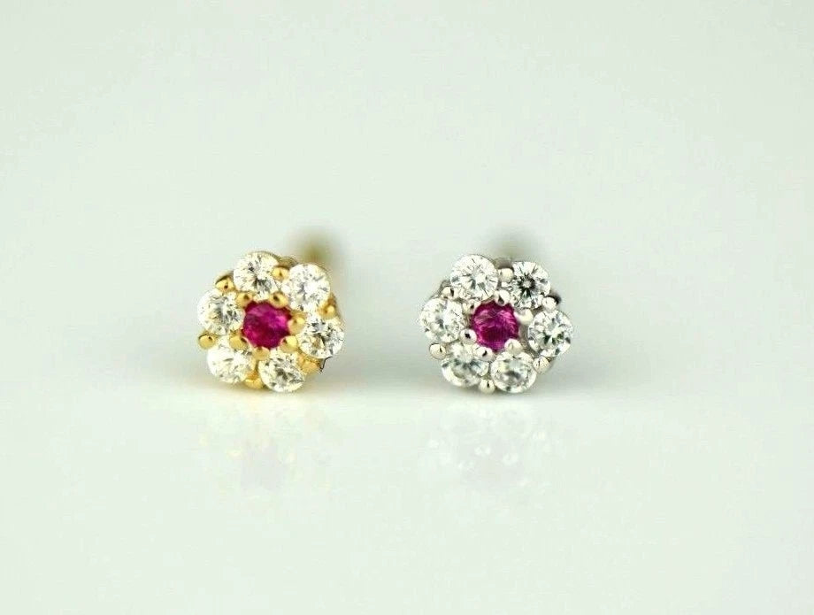 14k Yellow or White Gold Flower Round Nose Piercing