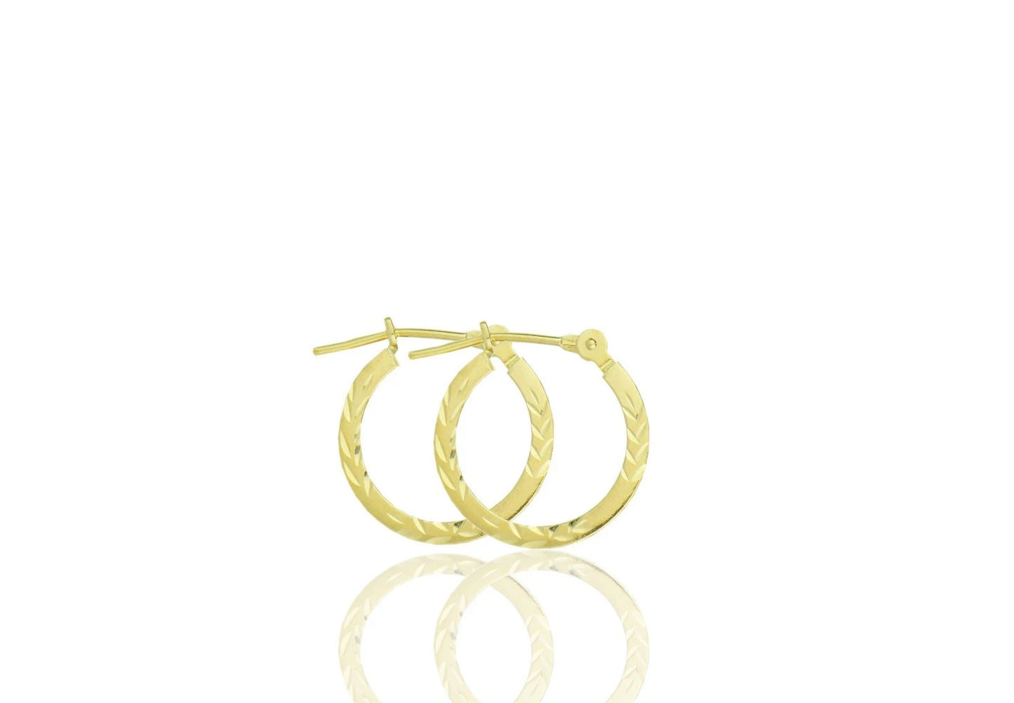 14k Yellow or White Gold Diamond Cut Square Hoop Earrings