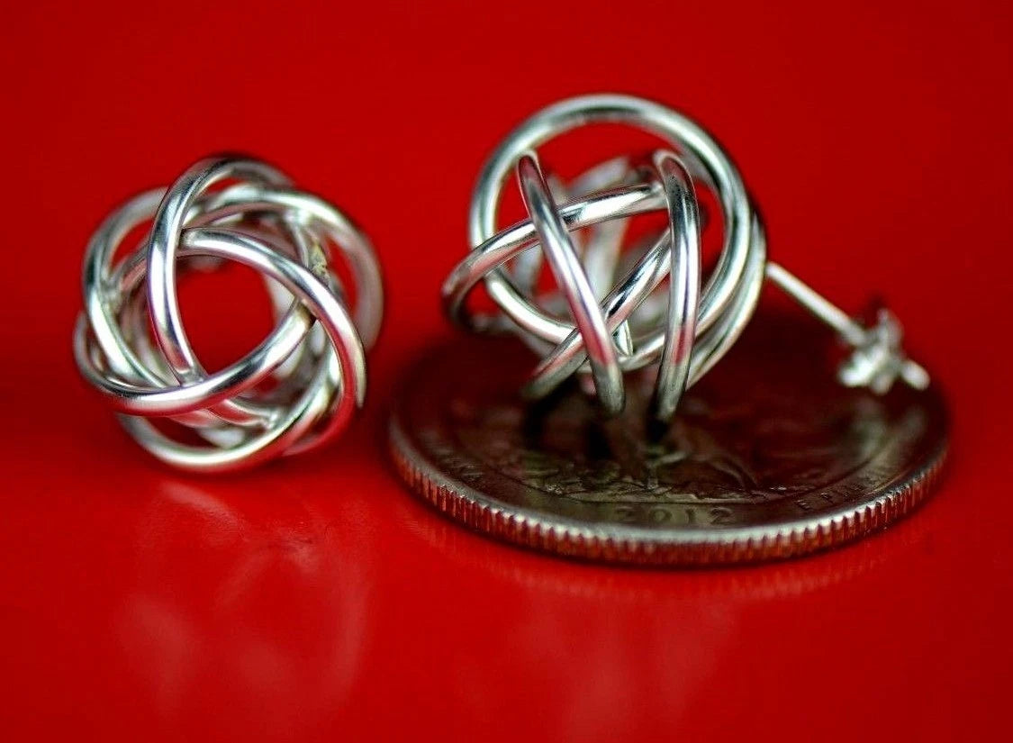 14K Yellow and White Gold Polished Love Knot Stud Earrings
