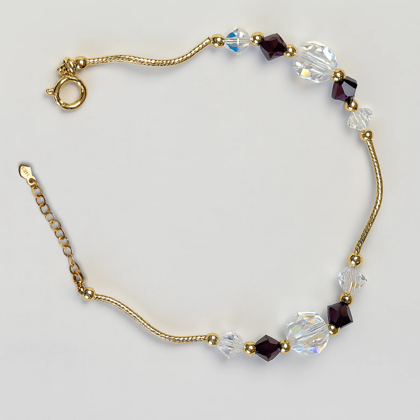 14K Yellow Gold Elegant Crystals Bracelet Kids Baby Girls & Boy -With Extension