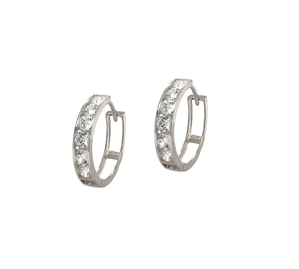14K White Gold Huggie Beautiful & Valuable Hoop Earrings