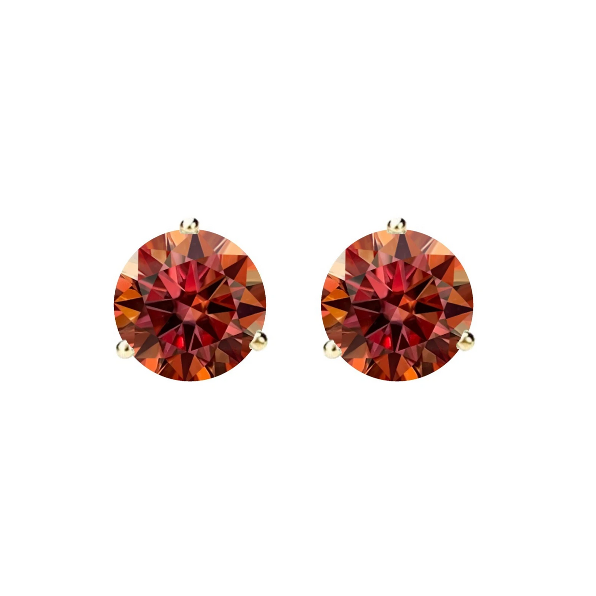 14K Gold GRA CertifiedD-VVS1 Watermelon Red Moissanite Screw Back Stud Earrings