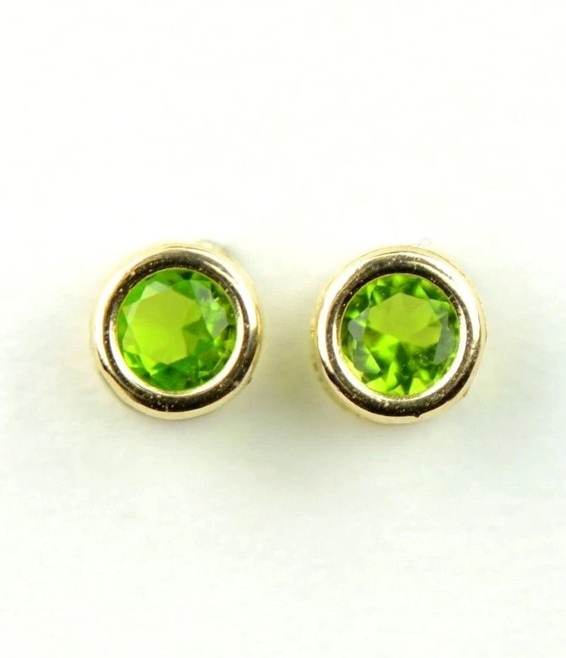 14K Round Bezel Set Yellow Gold 3mm Birthstone Earrings 3MM
