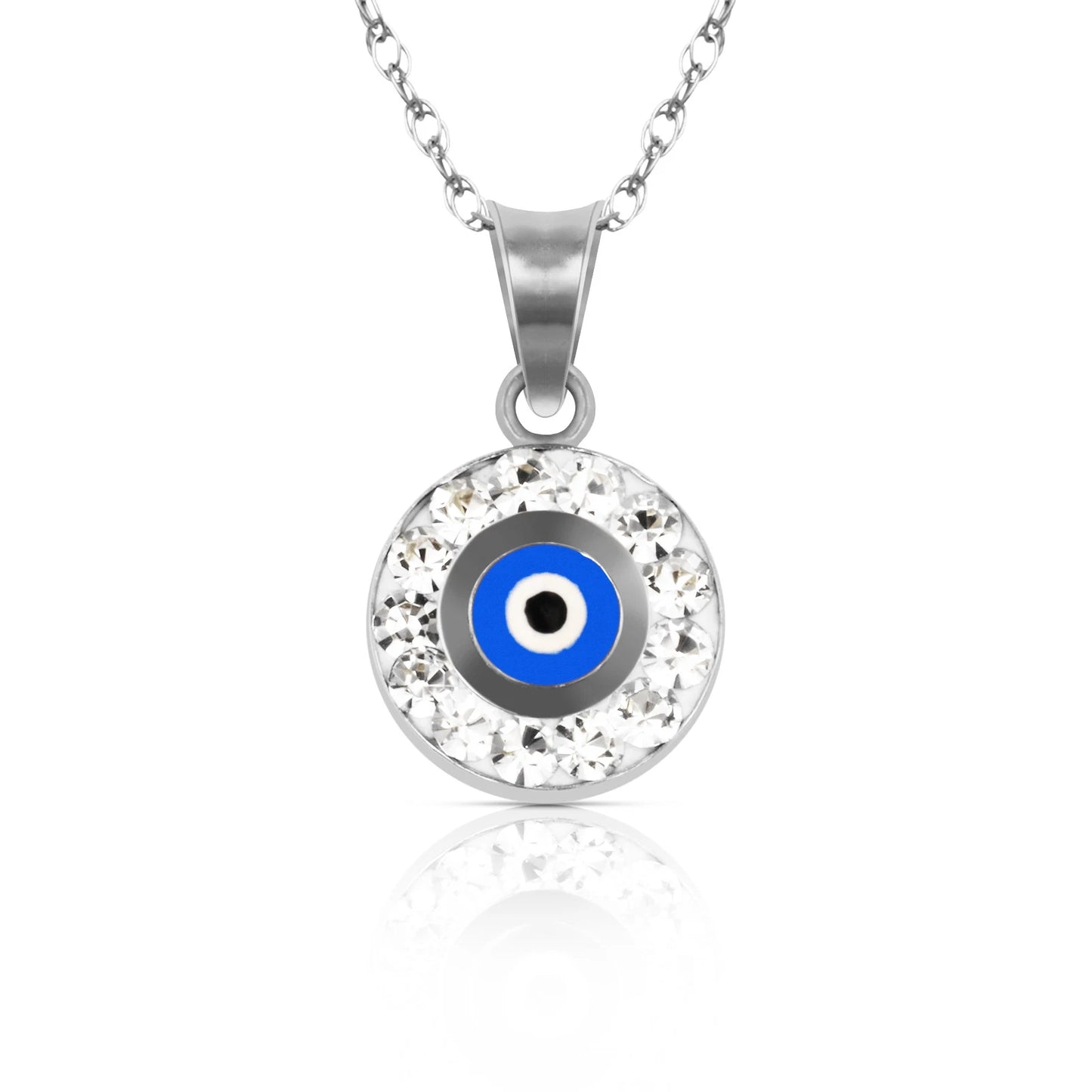 14k Yellow or White Gold CZ Round Shape Evil Eye Pendants