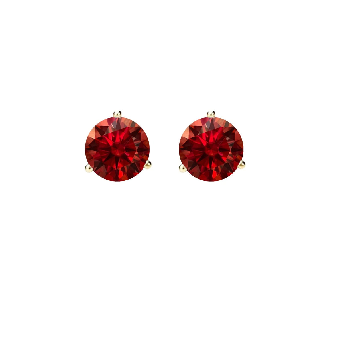 14KGold GRACertifiedD-VVS1 Garnet Moissanite Martini PushBack Stud Earrings