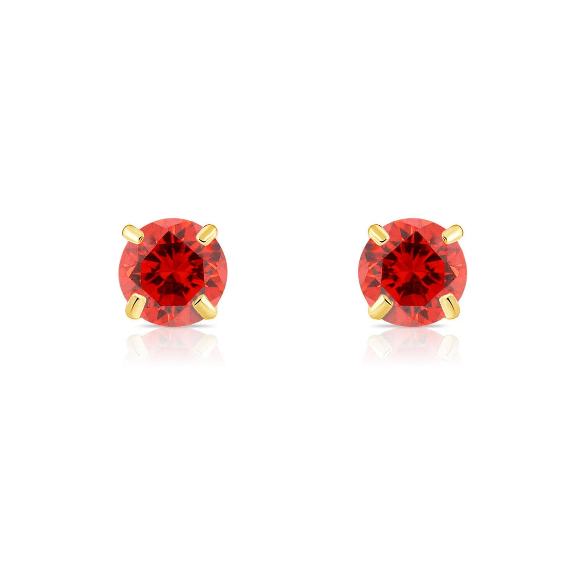 14K Solid Yellow Gold 3mm Round Birthstone Stud Earrings with screw back