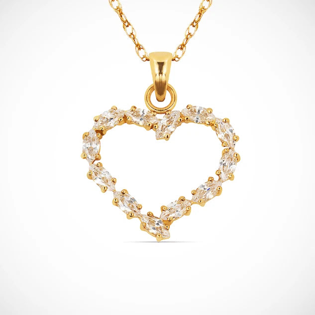 14K Yellow & White Gold Heart Shape Pendant For Women