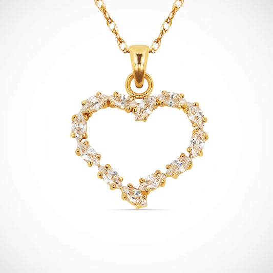 14K Yellow & White Gold Heart Shape Pendant For Women