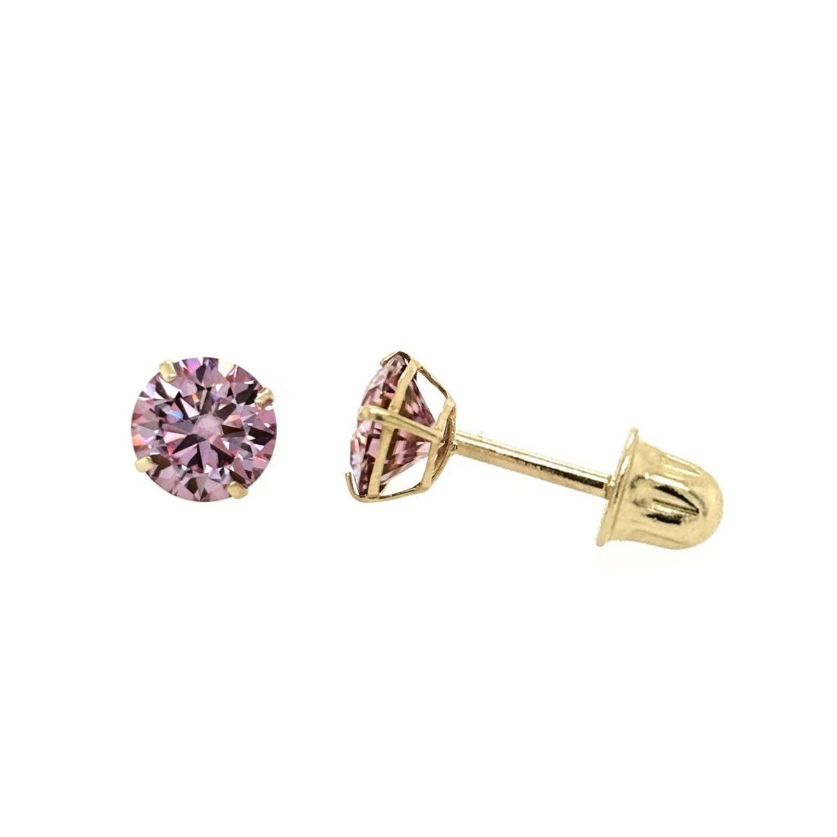 Gold 14K GRA Certified D-VVS1 Round Moissanite Screw Back Studs Earrings