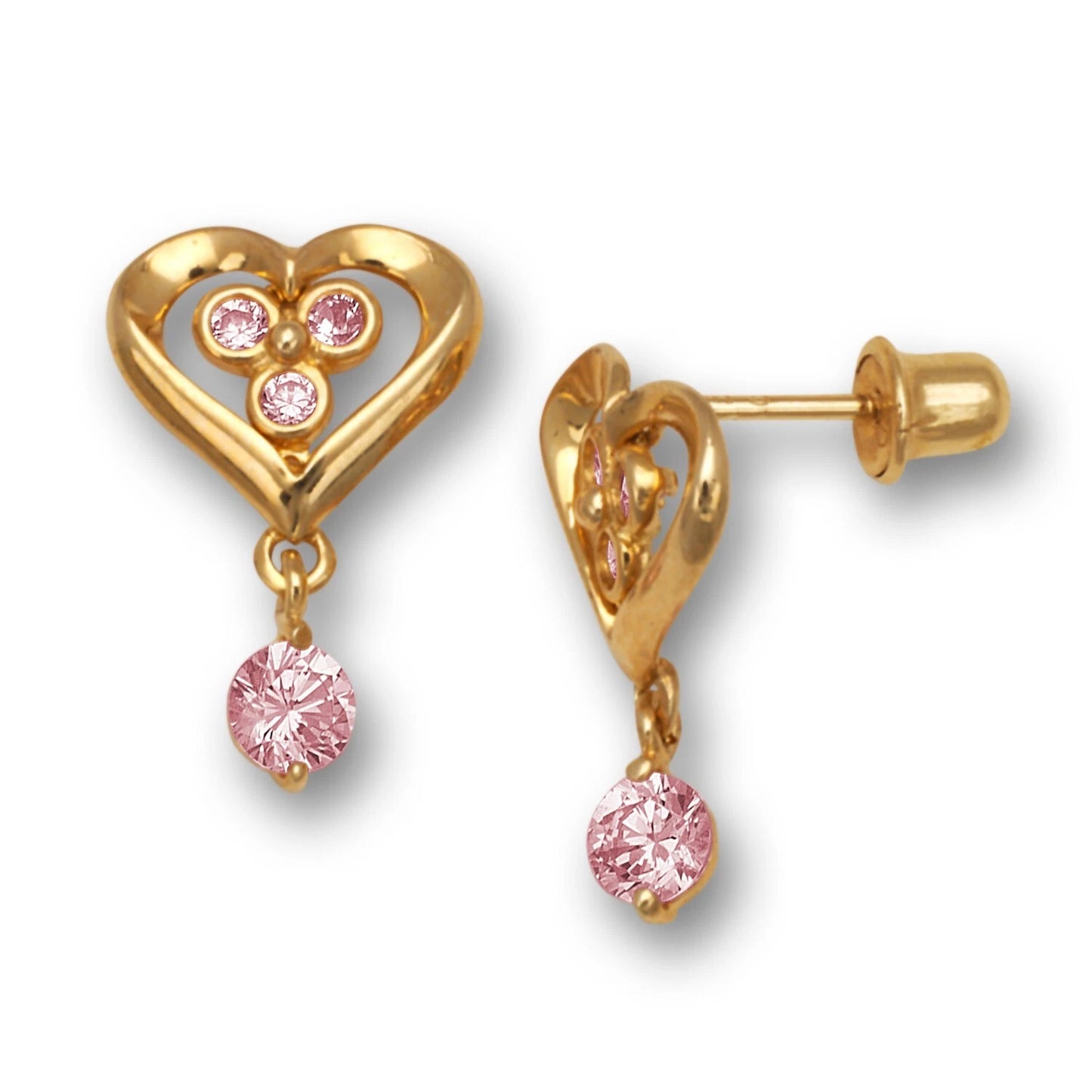 14K Yellow & White Gold Heart Shape Fashion Earrings for Women