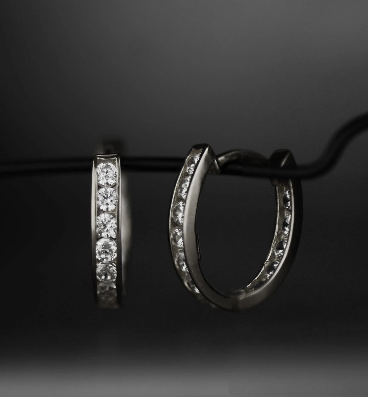 14k Yellow and White Gold Double Sided Huggie Oval Earrings