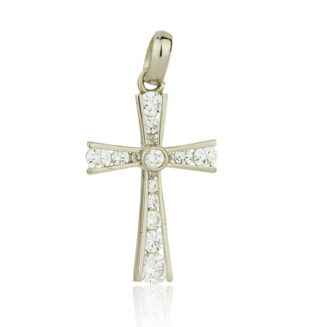 14k Yellow or White Gold Cz Cross Pendant for Women