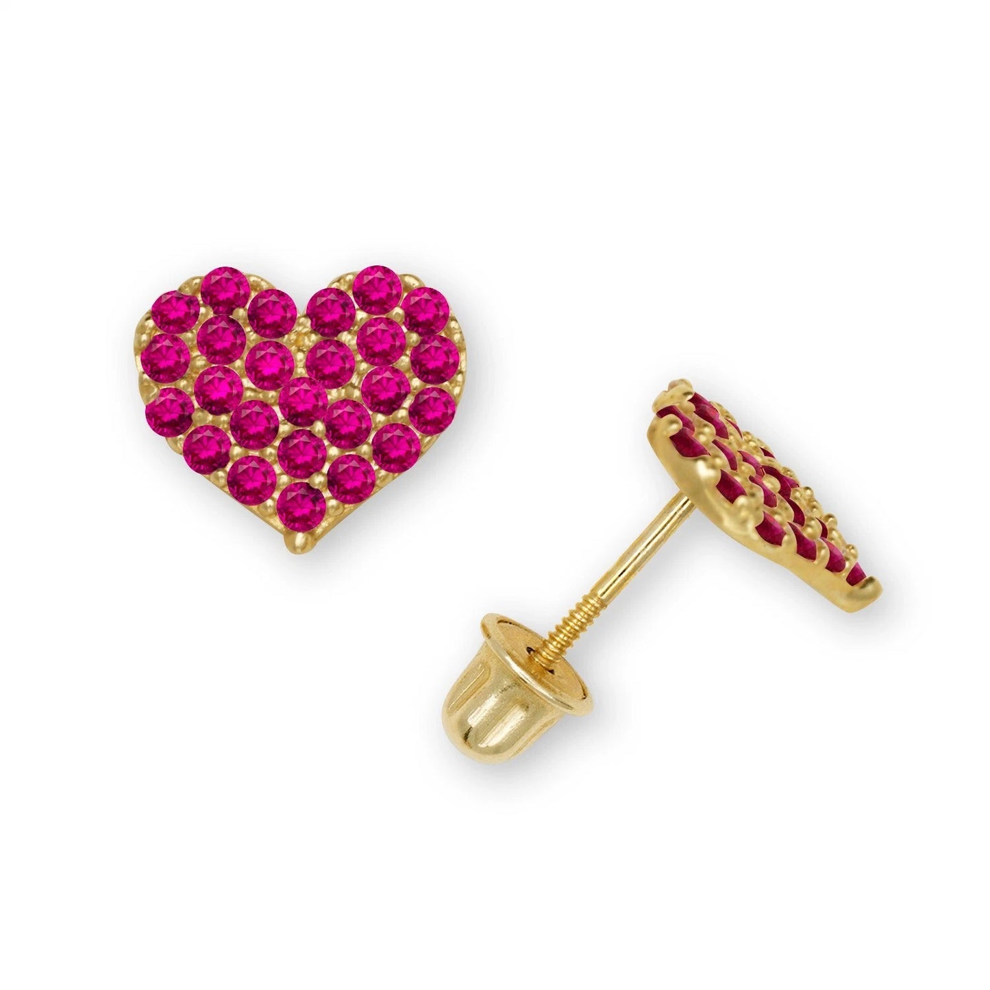 14K Yellow & White Gold Beautiful CZ Heart Shaped Stud Earrings