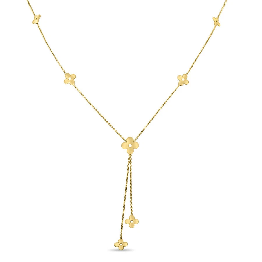 14K Yellow Gold 4 Leaf Clover Necklace