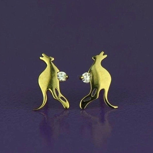 14k Yellow or White Gold Kangaroo CZ stud Earring