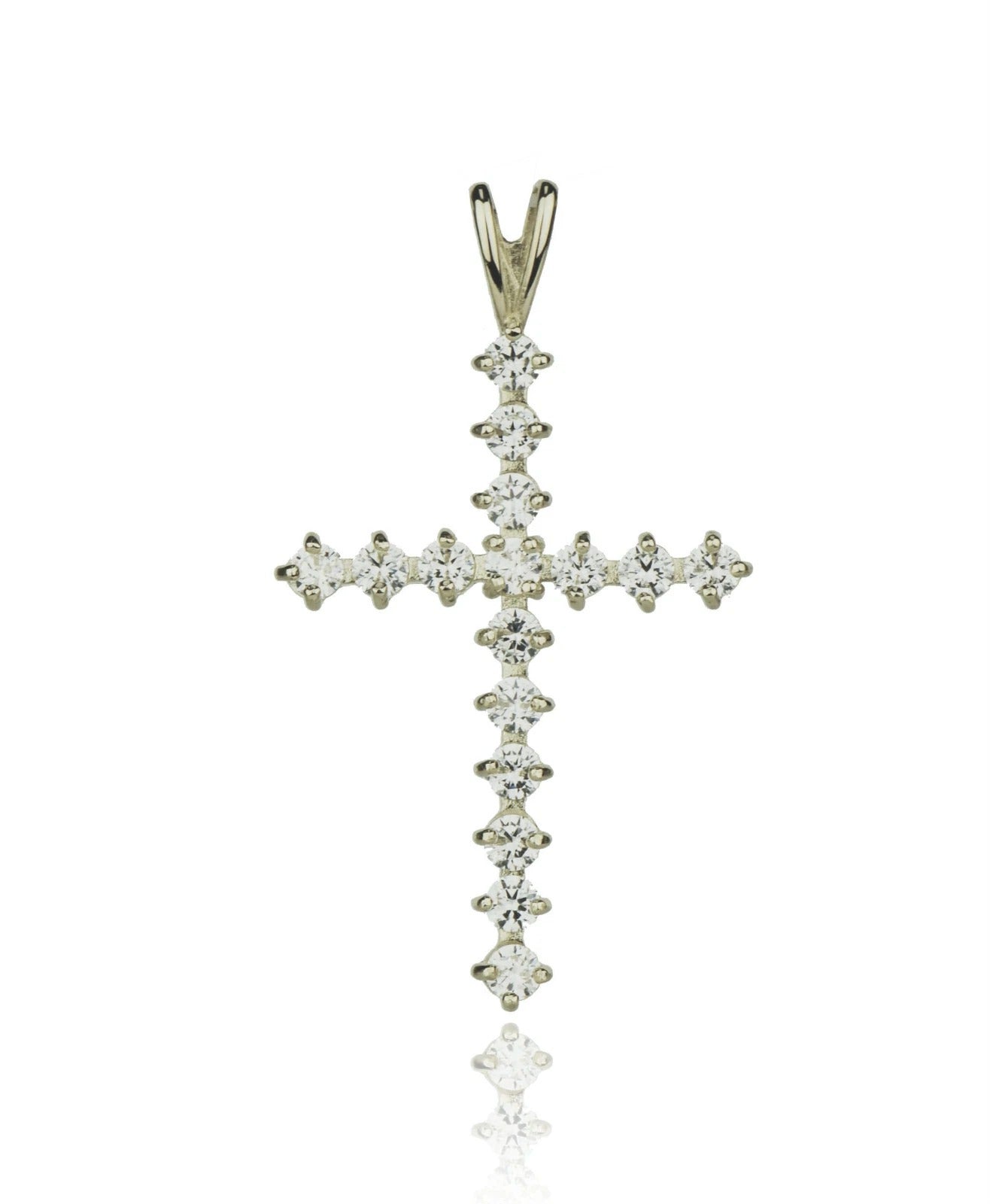 14k White or Yellow Gold Cz Cross Pendant